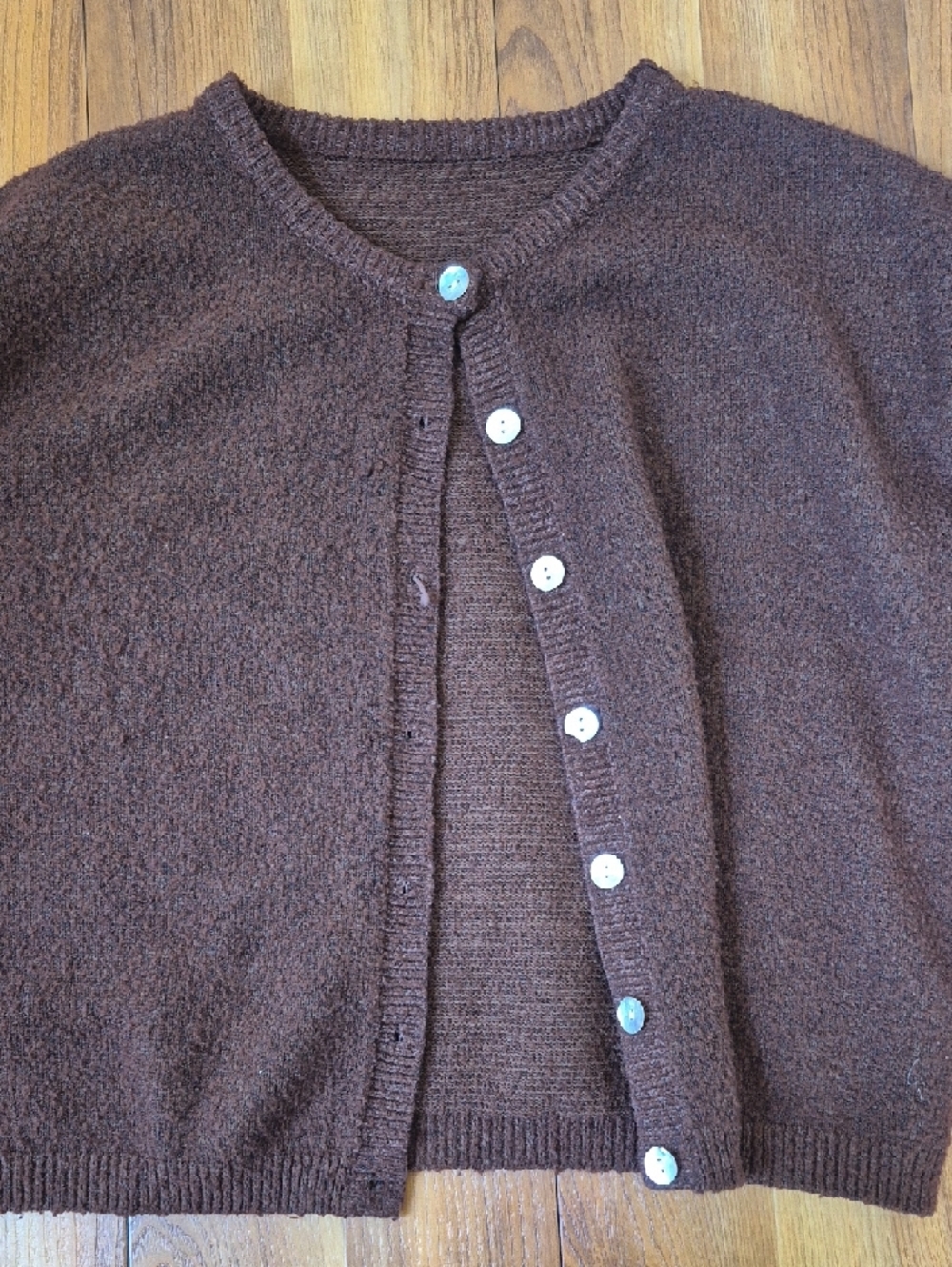 Brown Button-Front Women's Sweater Cardigan - Picture 2 of 3